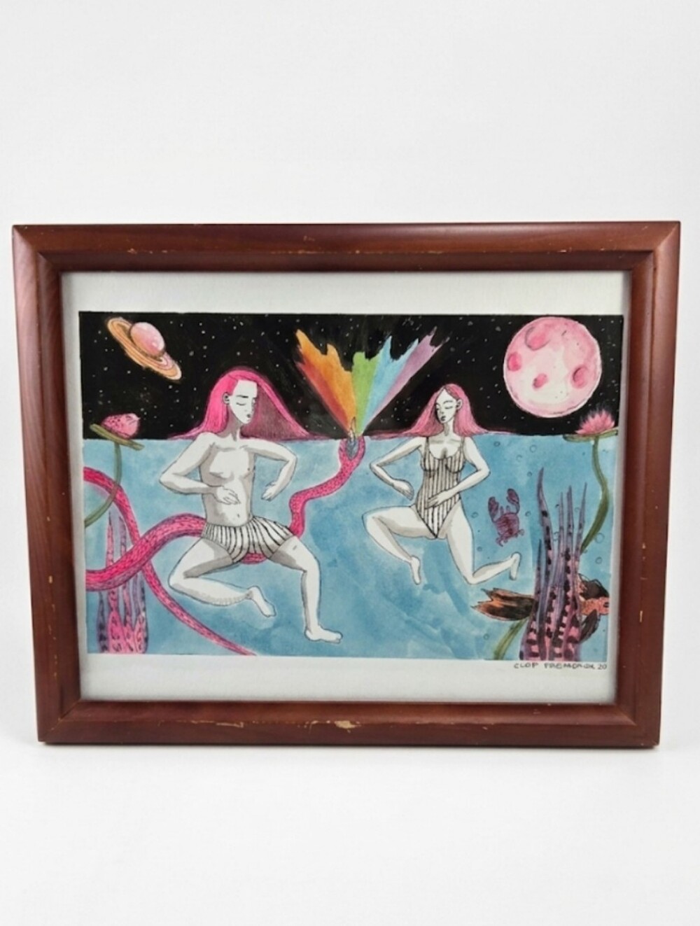 ​Cloe Premeaux Framed Original Art 8x10 Surreal Fantasy Dreamscape Psychedelic